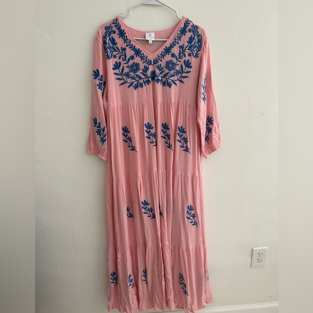 J.marie pink dress with blue flowers